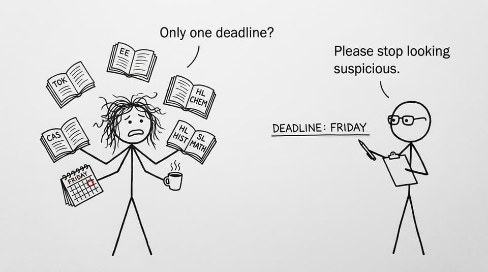 An IB student is surprised to encounter only one workplace deadline
