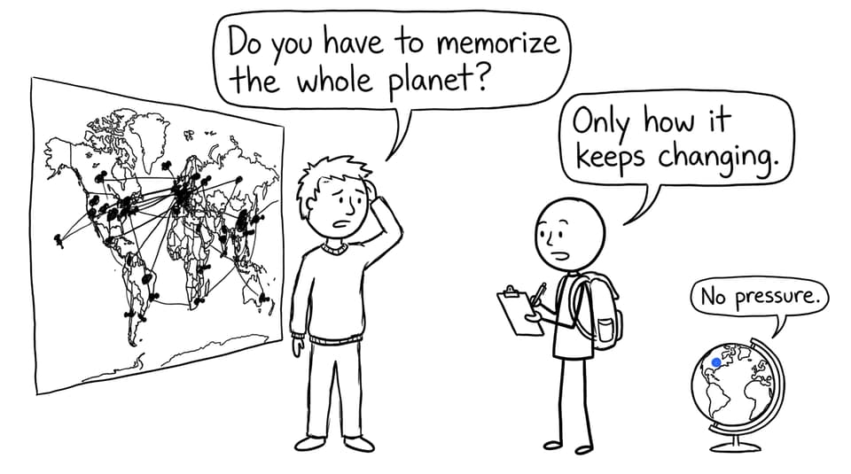 A parent humorously asks whether IB Geography requires memorizing the entire planet