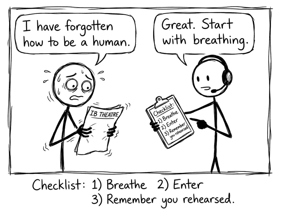 Backstage confidence checklist comic