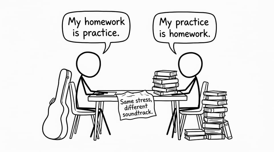 Same stress, different soundtrack