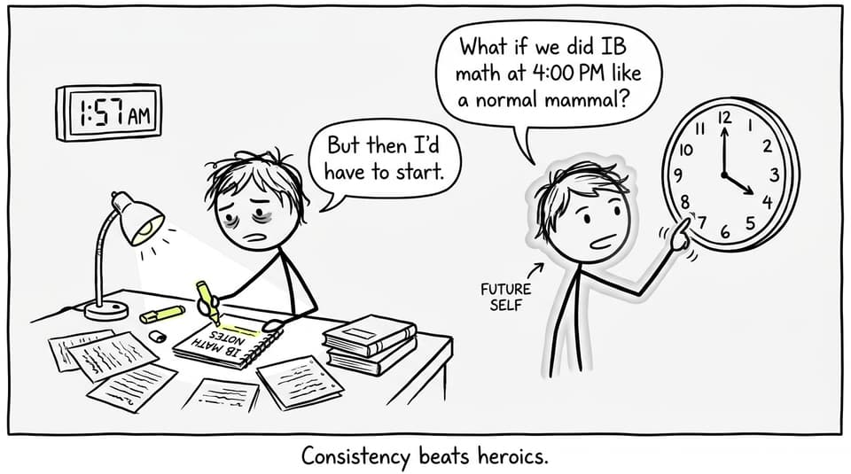 Night-study consistency comic