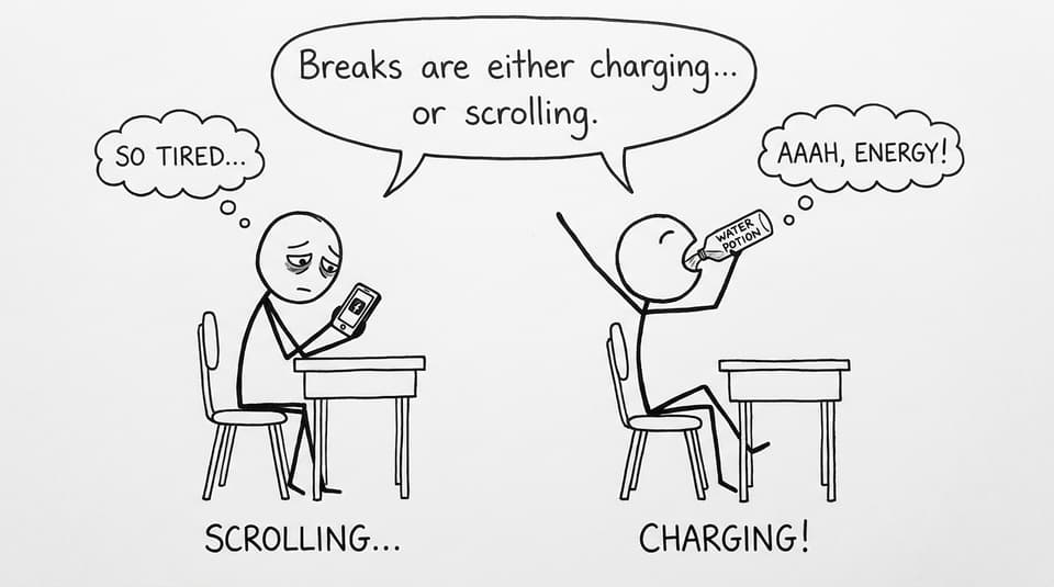 Two types of breaks: stretching vs scrolling