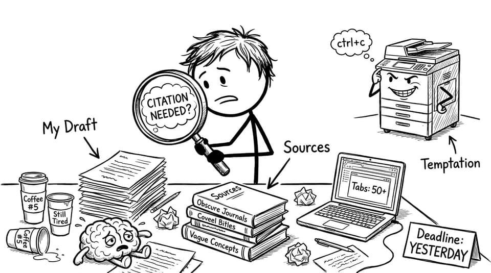 Student spotting citation traps with a magnifying glass