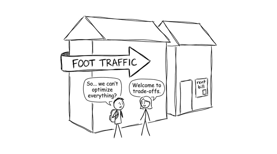 Two shops argue about trade-offs: foot traffic vs rent