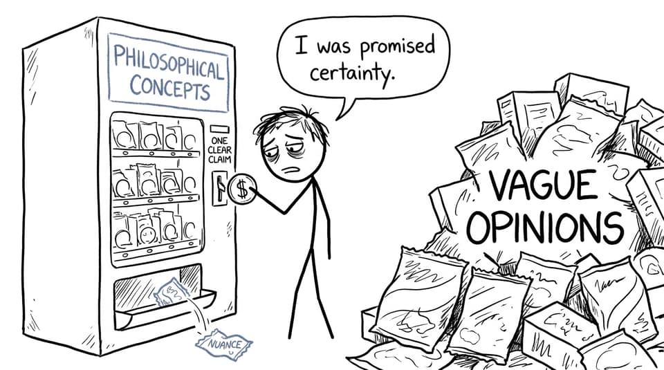 A student receives nuance from a philosophical vending machine