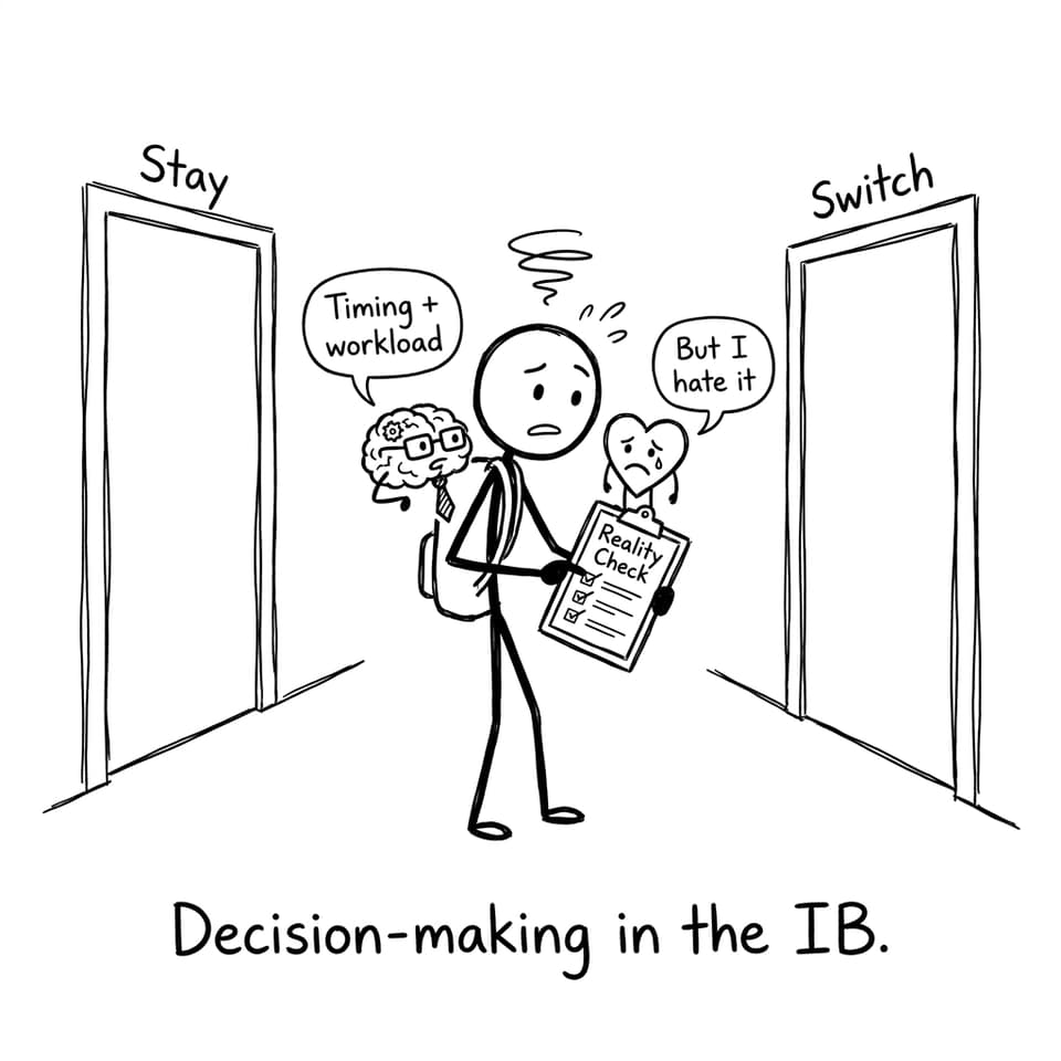 Two doors labeled Stay and Switch with brain vs heart debate