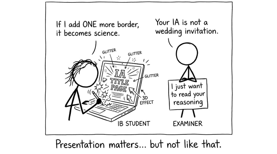 Student overdesigning an IA title page