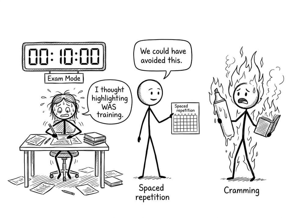 Comic about spaced repetition vs cramming