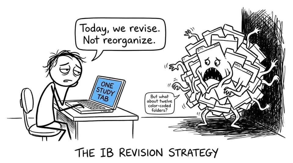 An IB student defeats a browser-tab monster with one focused study tab