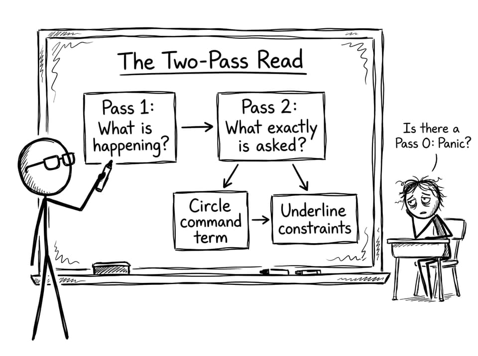 Two-pass read flowchart comic