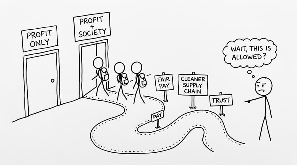 Two doors: profit only vs profit plus society