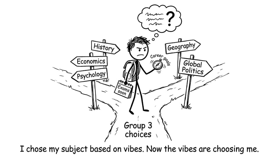A student at the “Group 3 choices” fork in the road