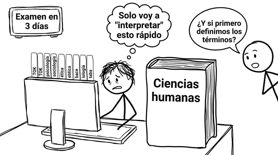 Estudiante interpretando TOK en modo pánico