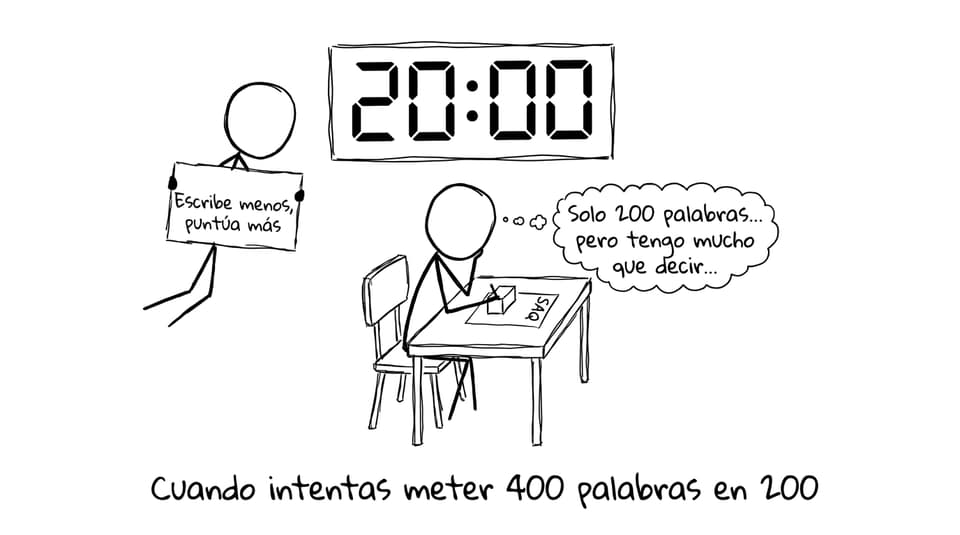 Cuando intentas meter 400 palabras en 200