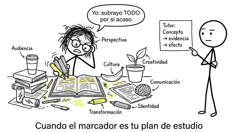 Comic: subrayar todo vs plan