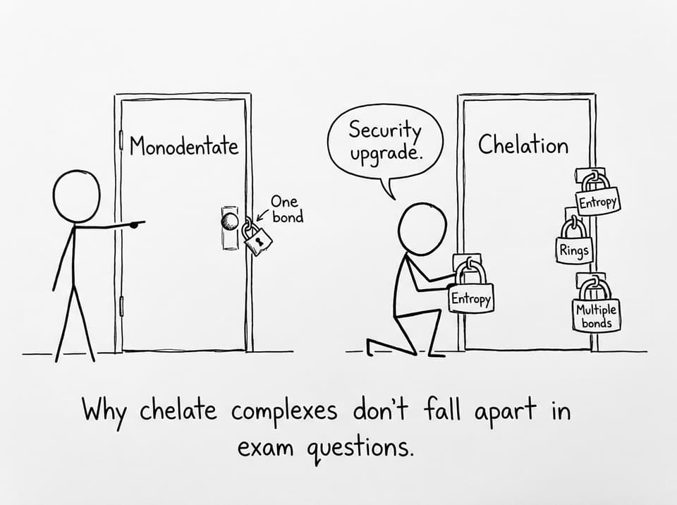 Locks on a door: why chelation increases stability