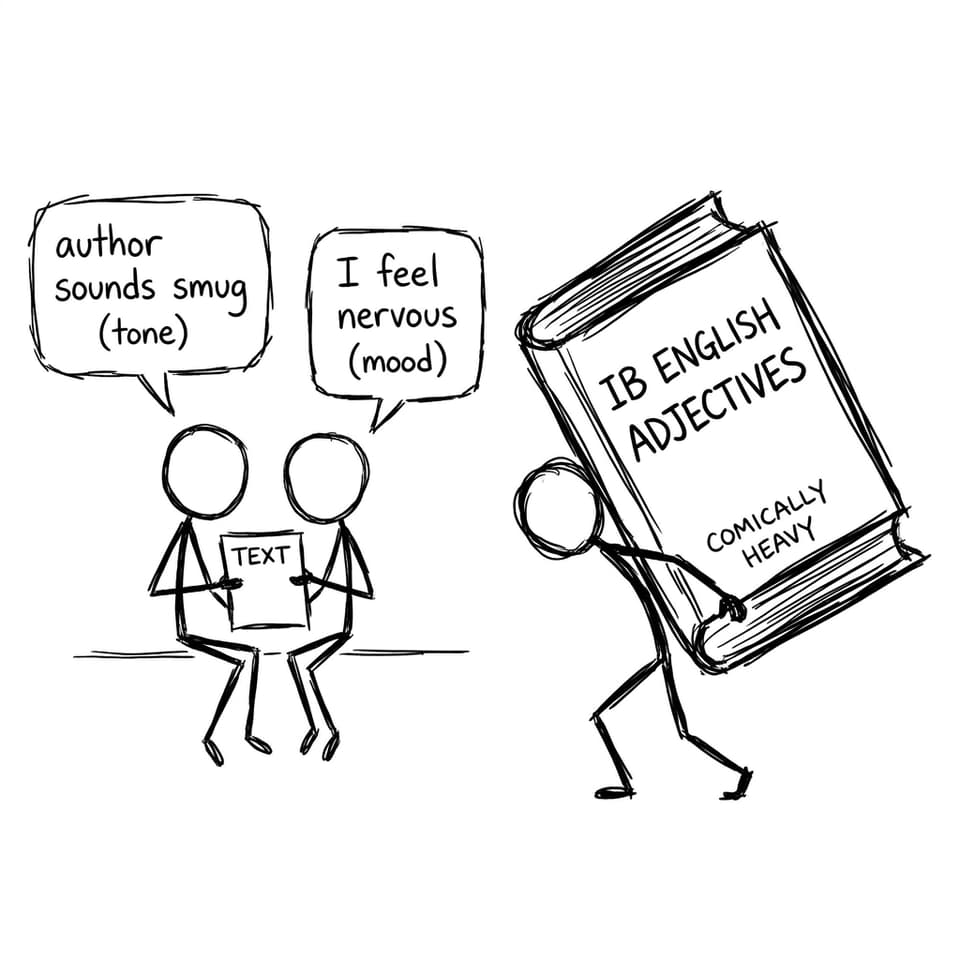 Tone vs mood: smug voice vs nervous reader