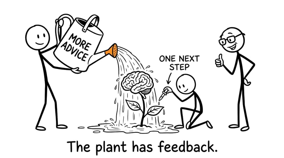 A parent learns that one precise next step is better than flooding an IB student with advice