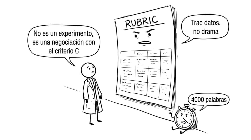 Estudiante negociando con la rúbrica