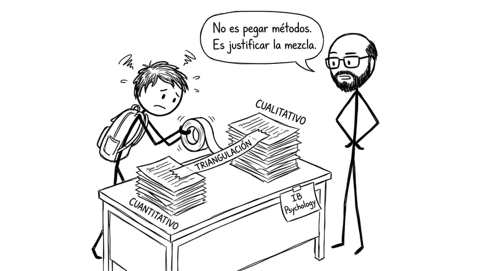 Estudiante pegando métodos con triangulación