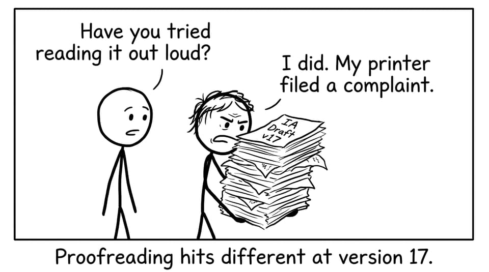 A student at version 17 of their draft joking about reading out loud