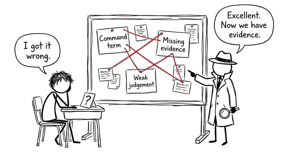 A student discovers that a wrong answer is useful evidence