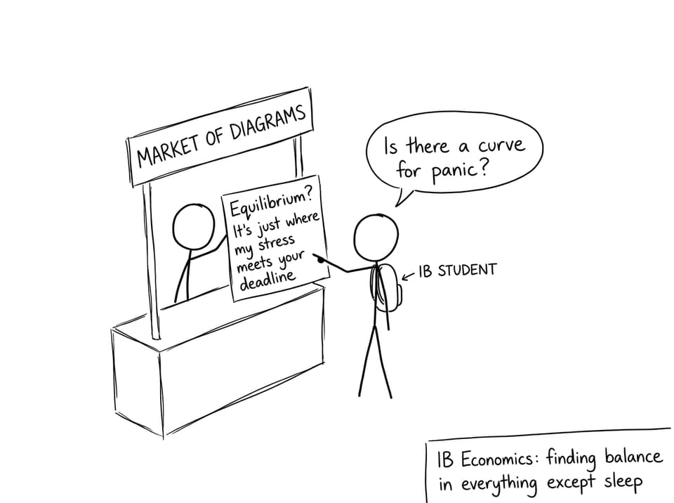 IB student at a market of diagrams