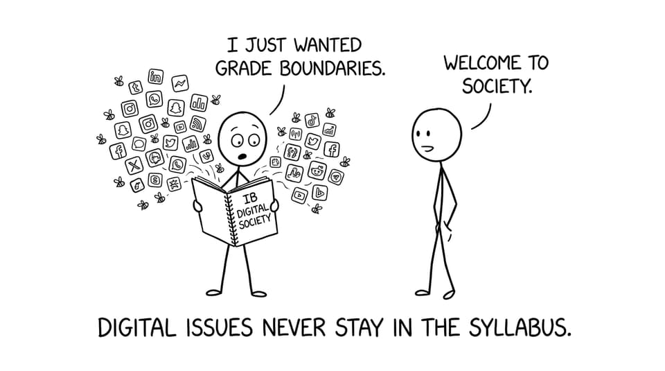 A student releases app icons from a notebook in XKCD comic style