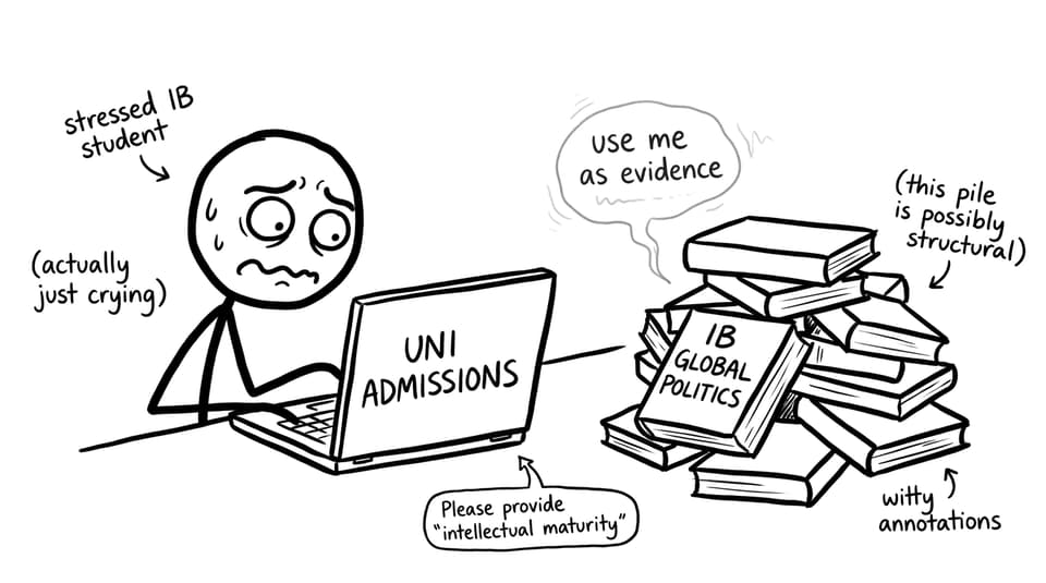 A laptop begs for 'intellectual maturity' while books whisper case studies