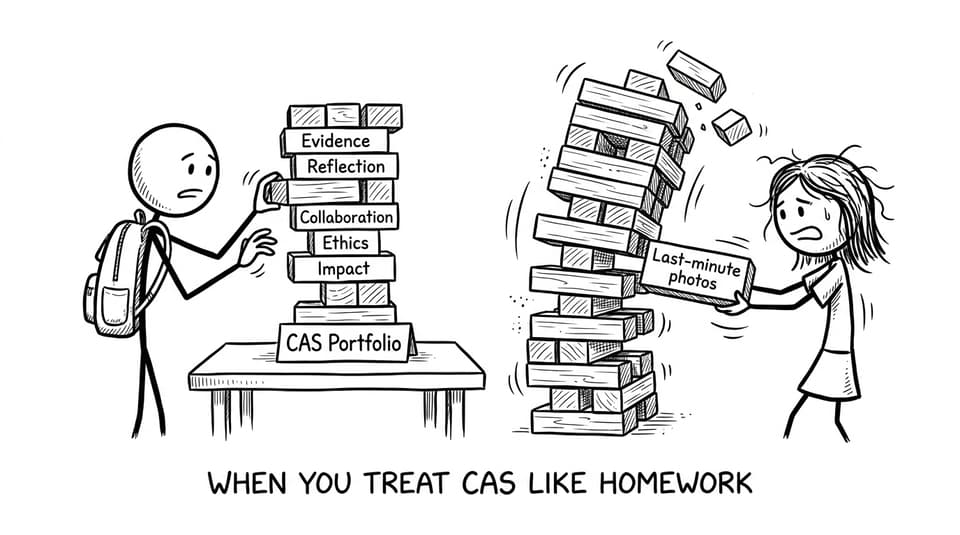 CAS portfolio Jenga tower joke