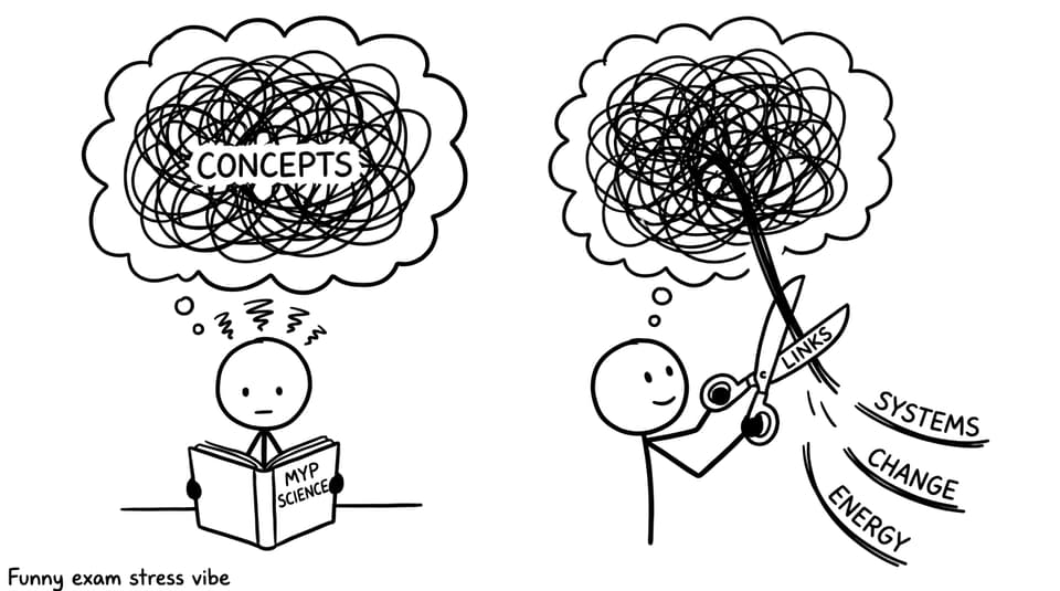 Student untangling concepts with links