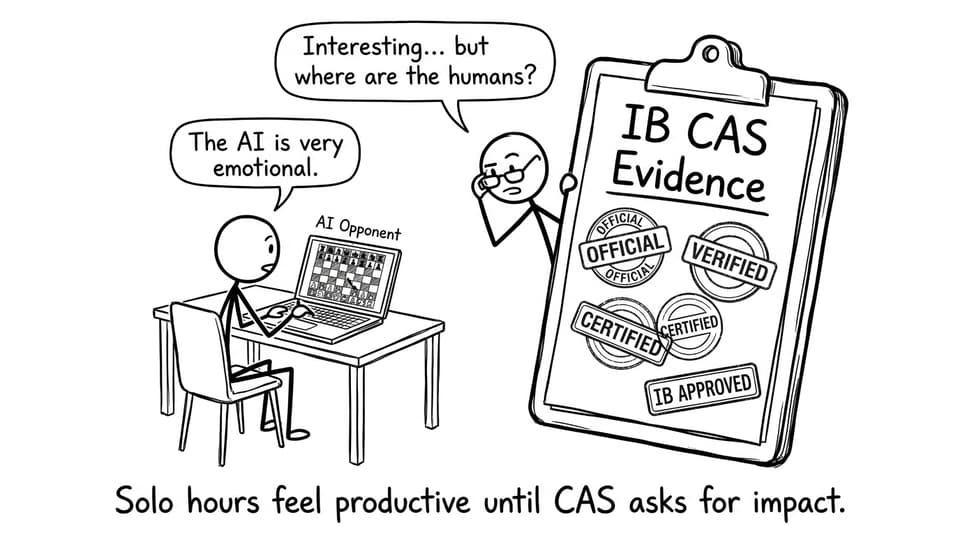 Student arguing with CAS clipboard about AI chess