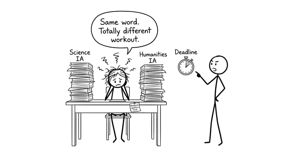 Science vs Humanities IA comic: two different workouts