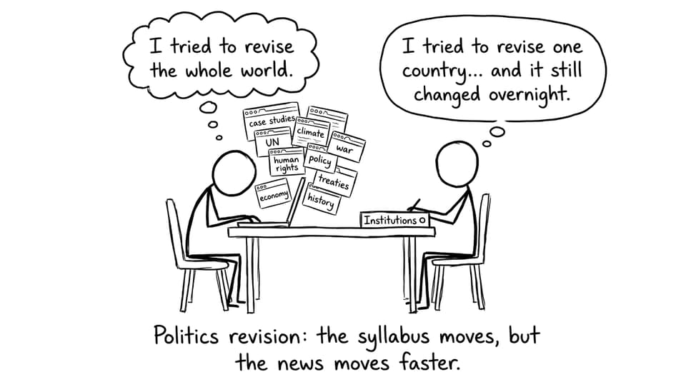 Two students revising politics with too many tabs