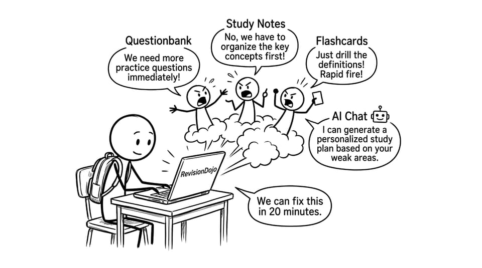 RevisionDojo tools arguing like a team