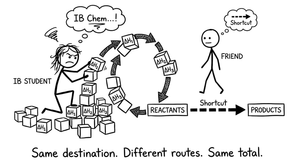 Two routes, same total enthalpy