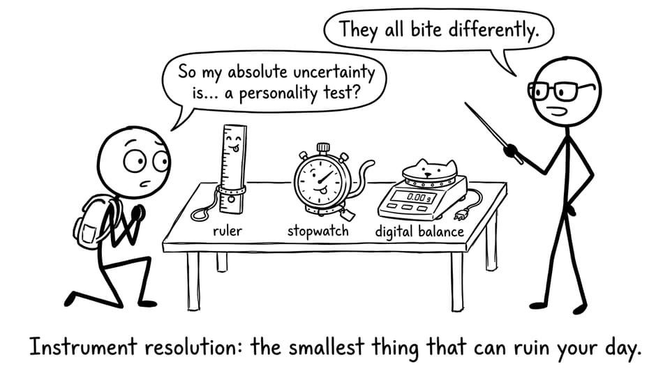 Student vs instruments: uncertainty joke