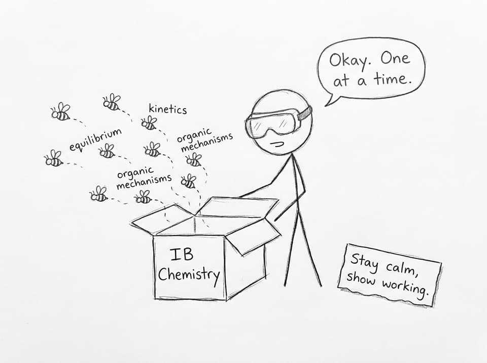 Student opens a box labeled IB Chemistry.