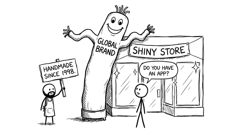 Local shop vs global brand joke