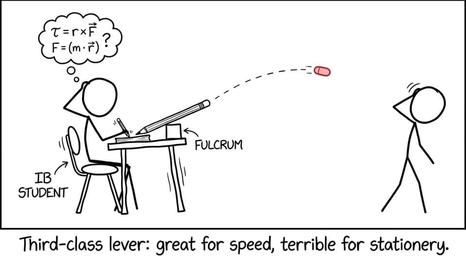A student accidentally turns their pencil into a lever