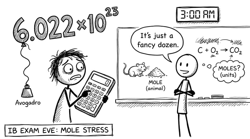 A stressed student and a giant 6.022 x 10^23 balloon