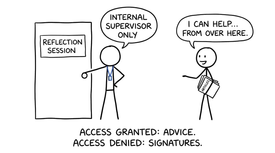 Bouncer at the reflection door: “internal supervisor only”