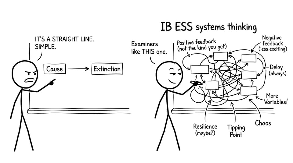 Systems thinking vs single-cause explanation comic