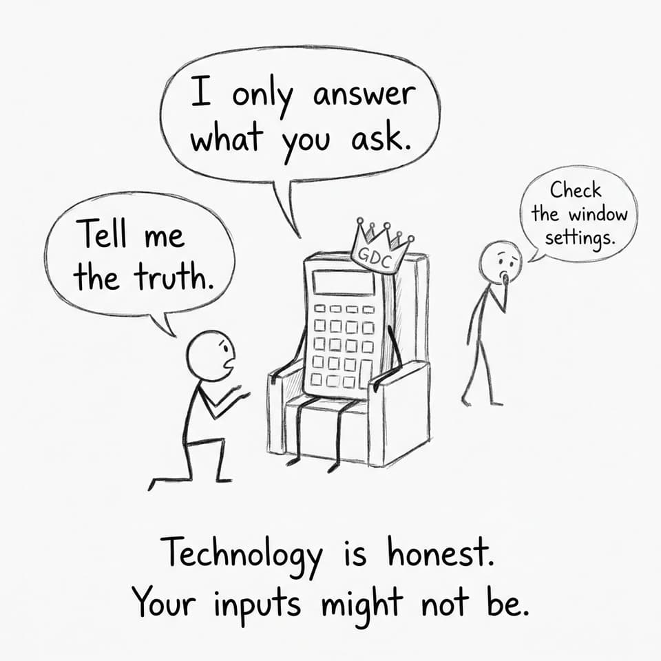 A comic about a crowned calculator and truth