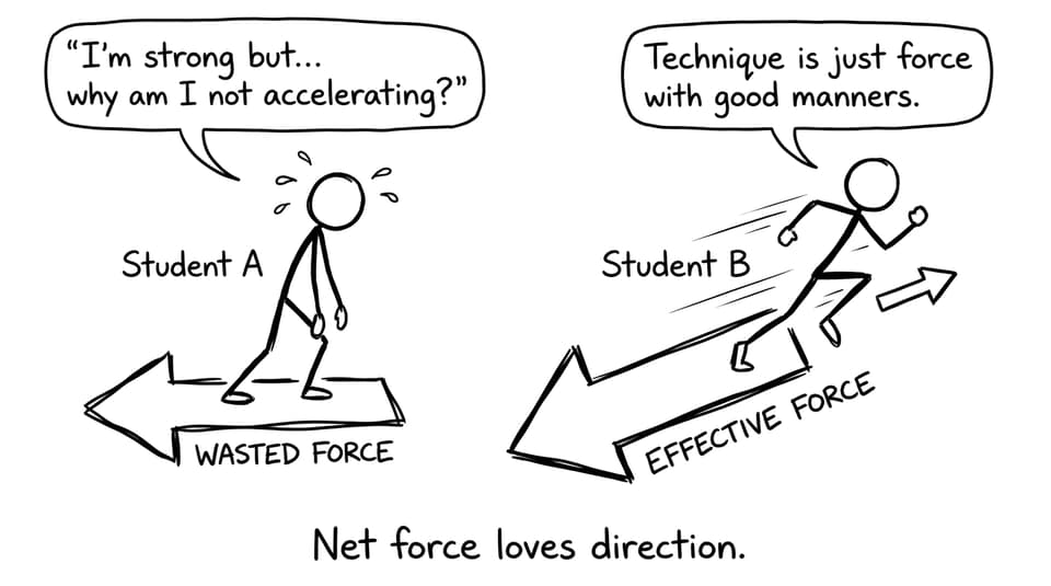 Technique and force direction comic