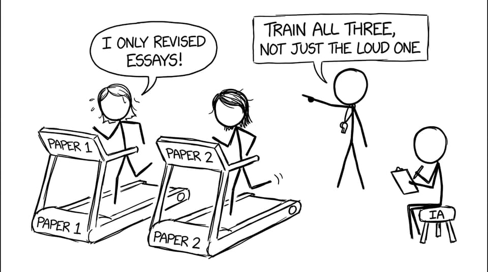 A funny comic about training Paper 1, Paper 2, and IA