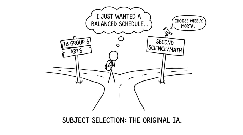 A student choosing between IB Group 6 Arts and an extra subject