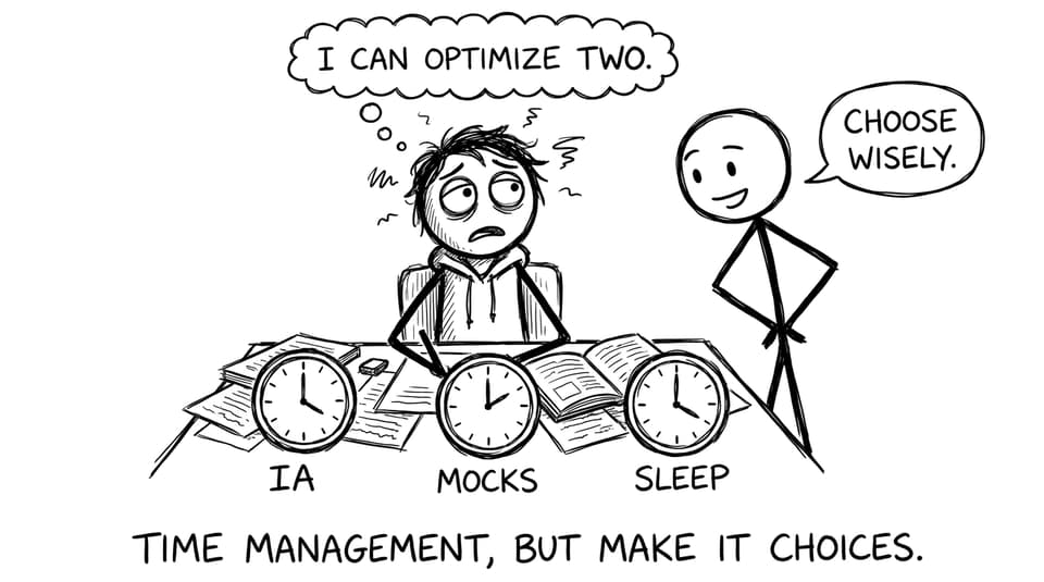 A student optimizing IA, mocks, and sleep