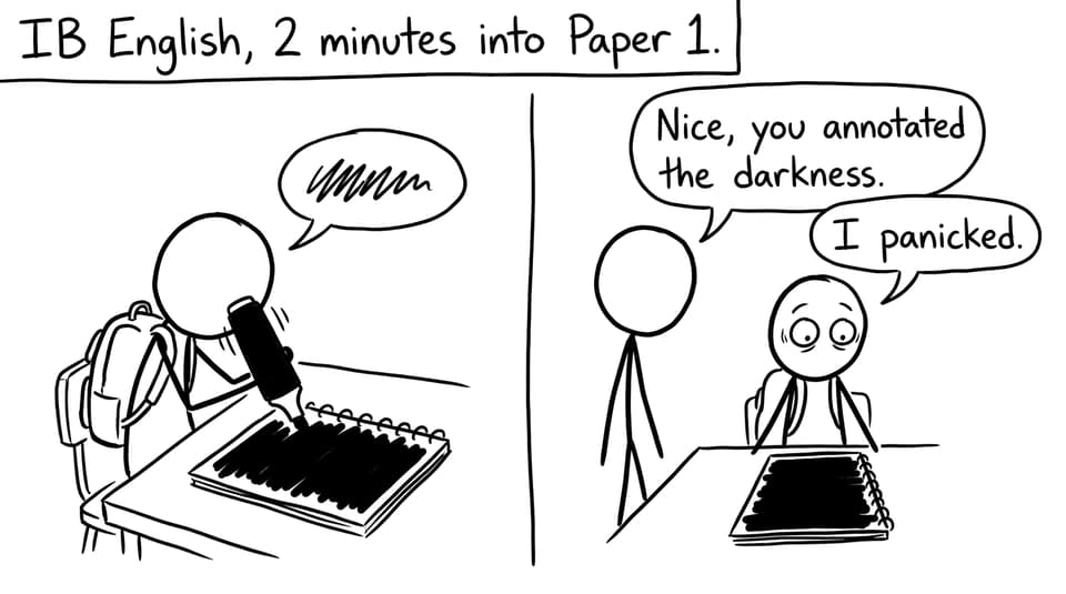 A student highlights everything until the page turns black