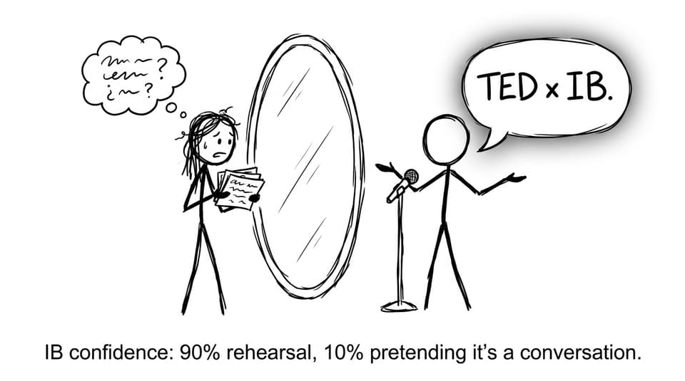 Student vs mirror confidence (XKCD comic style)